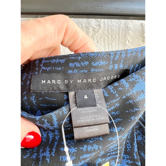 Marc By Marc Jacobs Pleated Front Jaquard Pencil Mini Skirt Blue Women's Size 4 - Picture 5 of 9